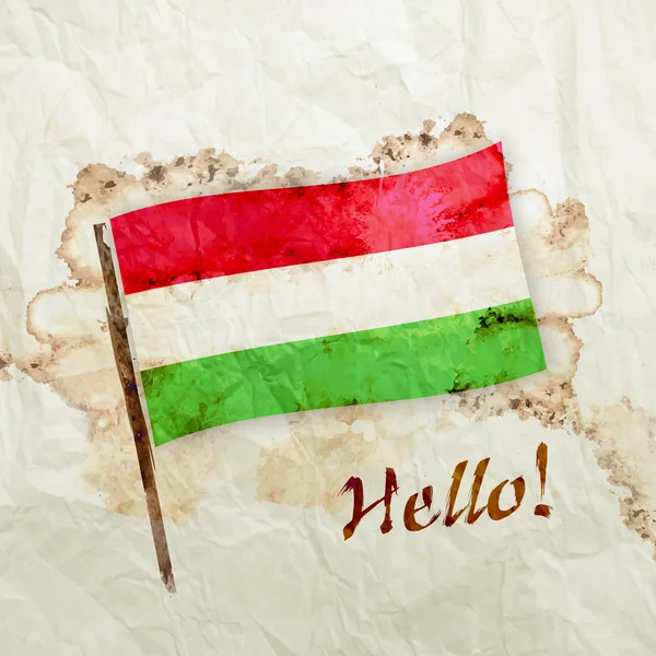 Drapeau Hongrie sur papier aquarelle grunge — Photo