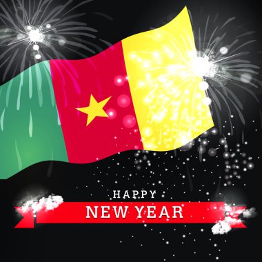 Mutlu yeni yıl kartı bayrak ile