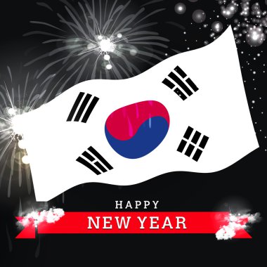 Mutlu yeni yıl kartı bayrak ile