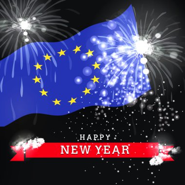 Yeni yıl kartı bayrak ile