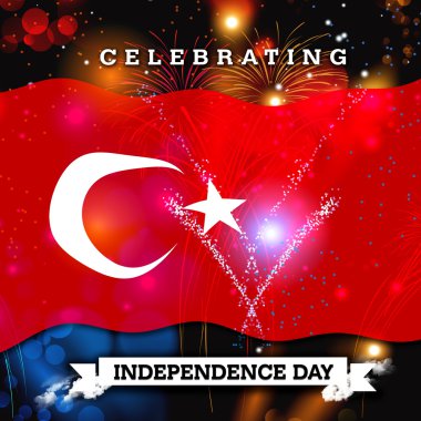 Bağımsızlık günü havai fişek ve Türkiye bayrağı