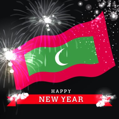 Mutlu yeni yıl kartı bayrak ile