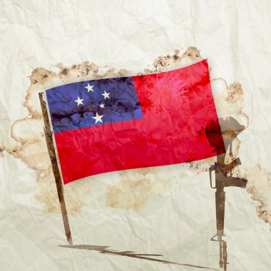 Samoa bayrak suluboya grunge kağıt üzerinde