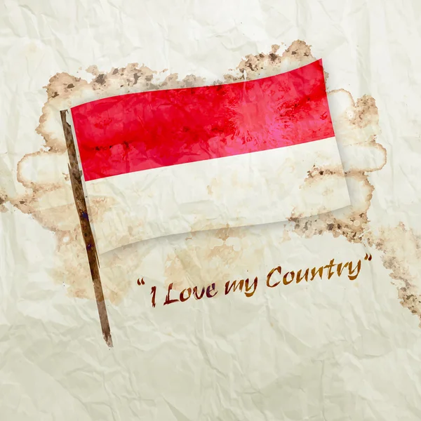 Vlajka Indonésie papírově akvarel grunge — Stock fotografie