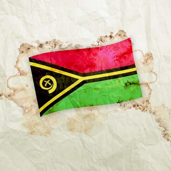 Vlajka Vanuatu papírově akvarel grunge — Stock fotografie