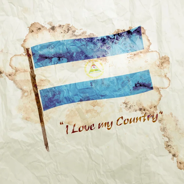 Флаг Никарагуа на акварельной гранж бумаге — стоковое фото