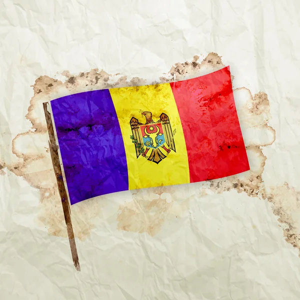 Moldau-Flagge auf Aquarell-Grunge-Papier — Stockfoto