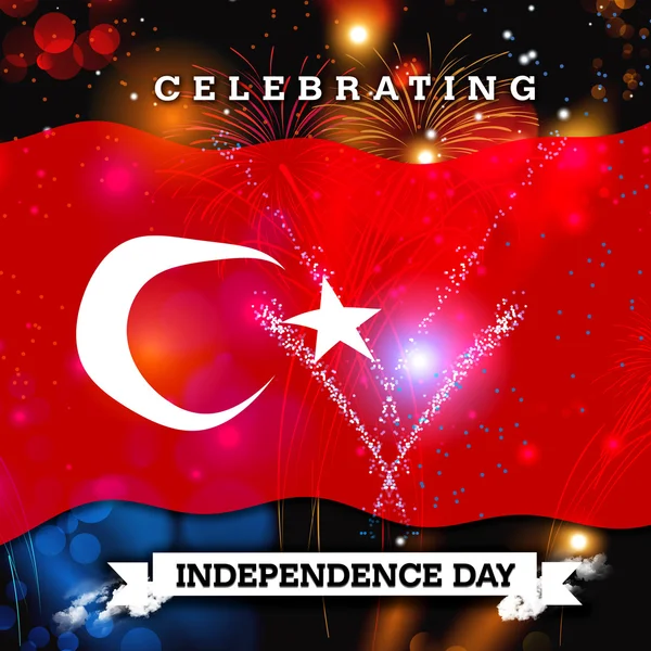 Πυροτεχνήματα ημέρας ανεξαρτησίας και τη σημαία της Τουρκίας — Φωτογραφία Αρχείου