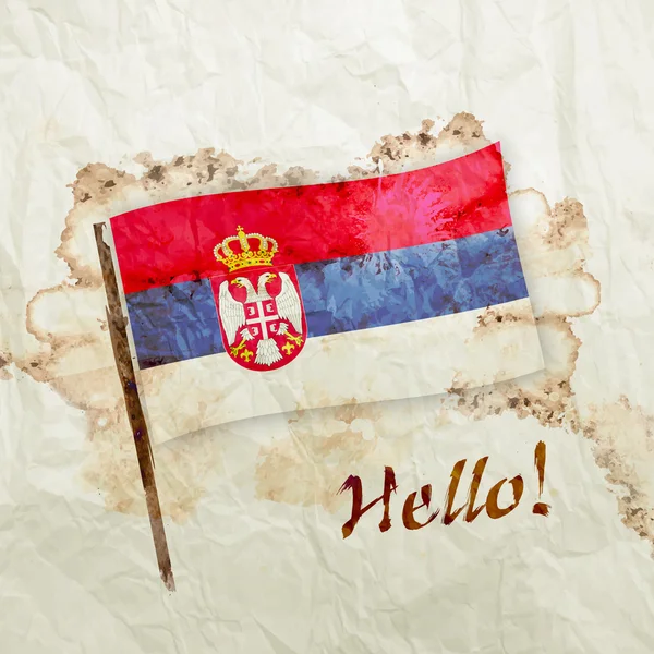 Serbien flagga på akvarell grunge paper — Stockfoto