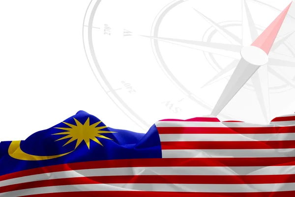 Malaysia flagga och navigering kompass — Stockfoto