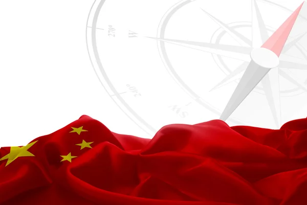 Прапор Китаю і навігаційний компас — стокове фото