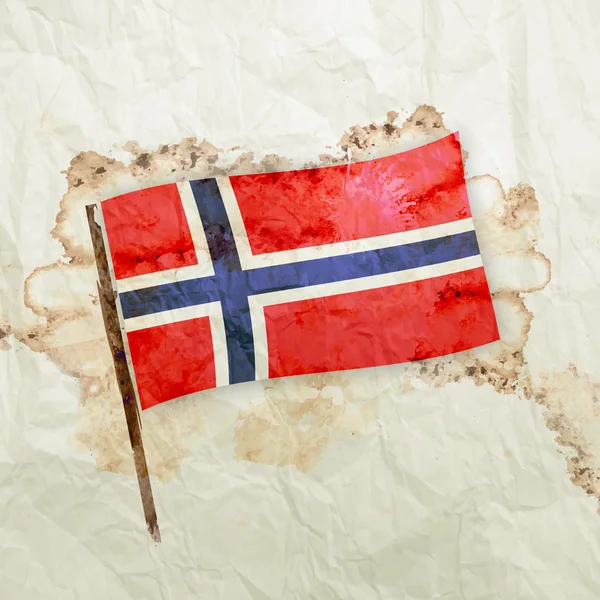 Norway flag on watercolor grunge paper