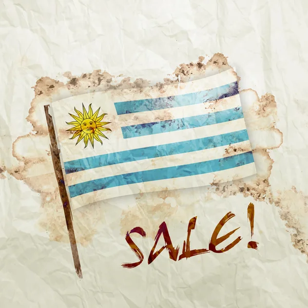 Ουρουγουάη σημαία σε χαρτί ακουαρέλας grunge — Φωτογραφία Αρχείου