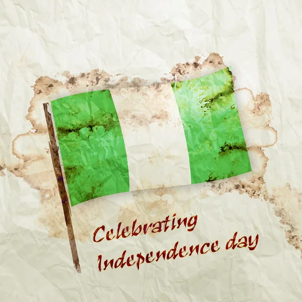 Flaga Nigerii na akwarela papier — Zdjęcie stockowe