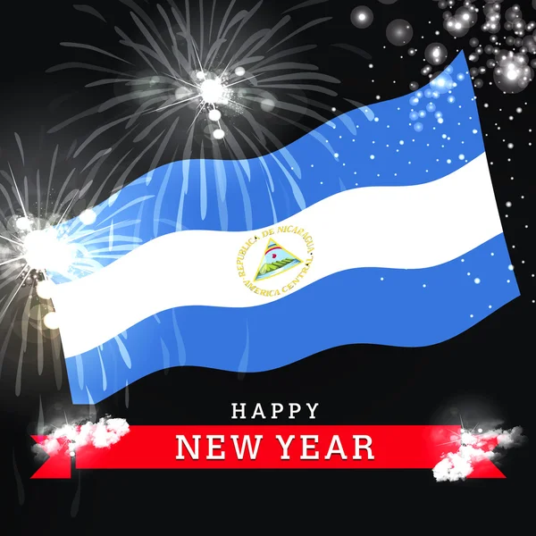 Nieuwjaarskaart met vlag van Nicaragua — Stockfoto