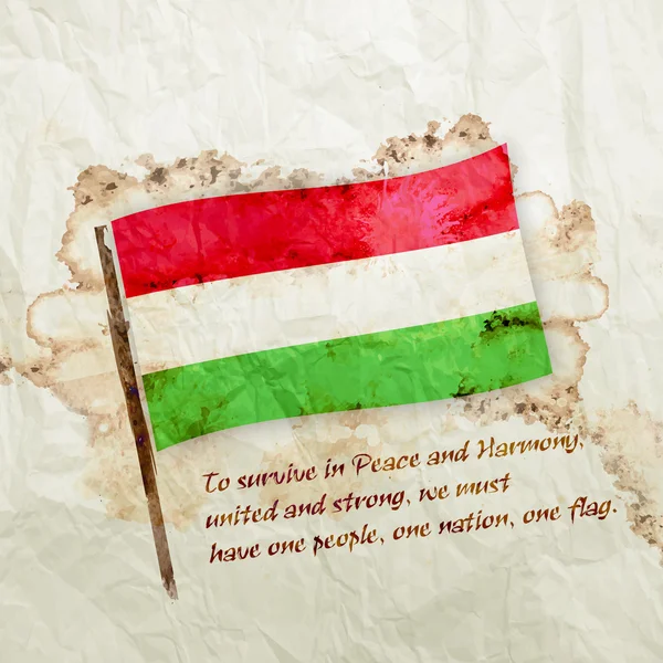 수채화 그런 지 종이에 헝가리 국기 — 스톡 사진
