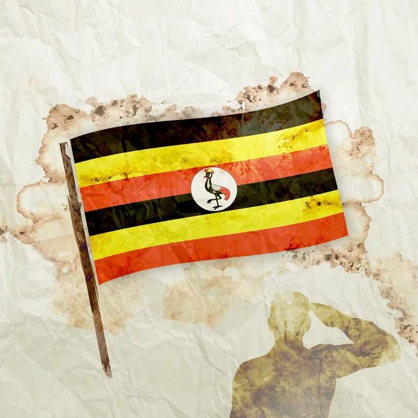Uganda flagga på akvarell grunge paper — Stockfoto