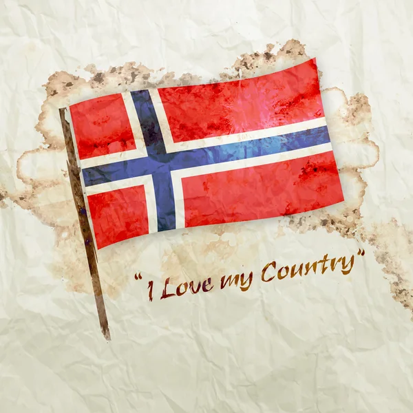 Norveç bayrağı suluboya grunge kağıt üzerinde — Stok fotoğraf