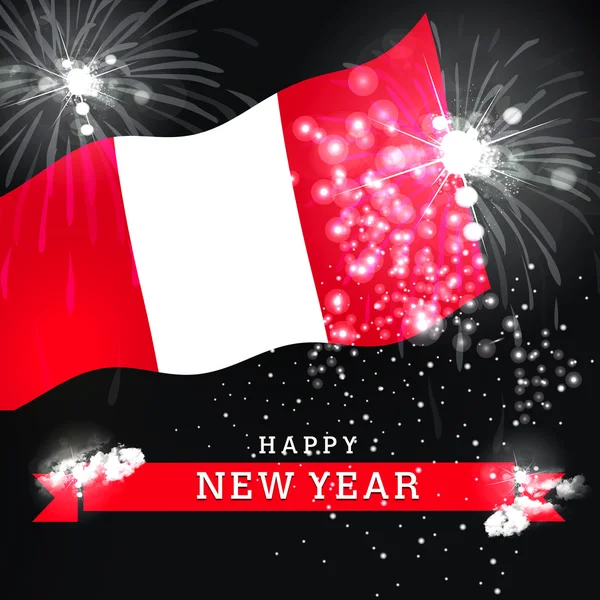 Új év kártya Peru zászlaja — Stock Fotó