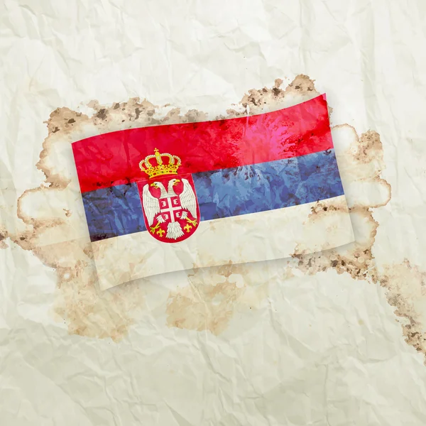 塞尔维亚国旗 grunge 水彩纸上 — 图库照片