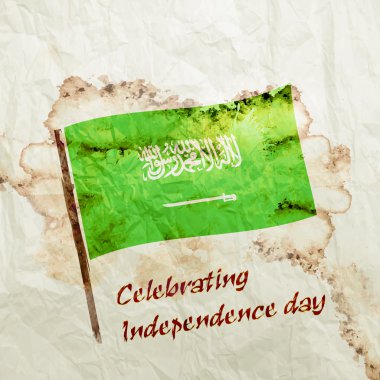 Suudi Arabistan bayrağı suluboya grunge kağıt üzerinde