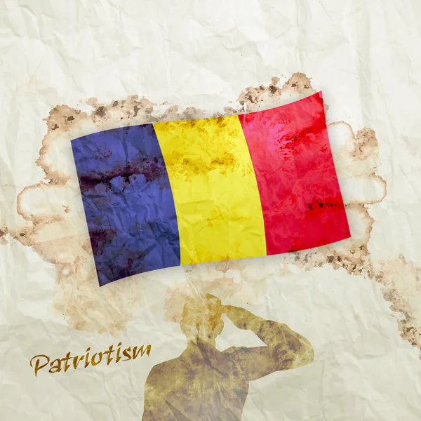 水彩グランジ紙にルーマニアの国旗 — ストック写真