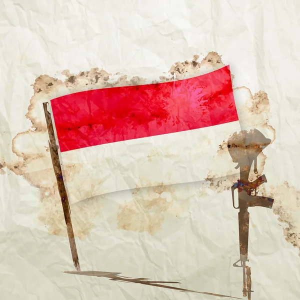 Indonesien Flagge auf Aquarell Grunge Papier — Stockfoto