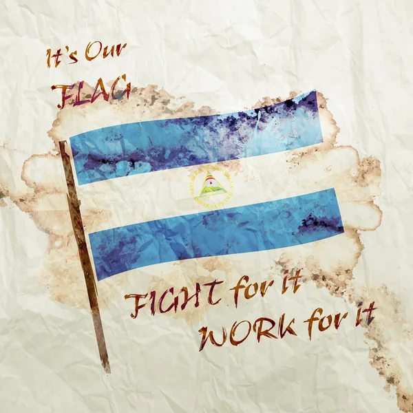 Σημαία της Νικαράγουας σε χαρτί ακουαρέλας grunge — Φωτογραφία Αρχείου