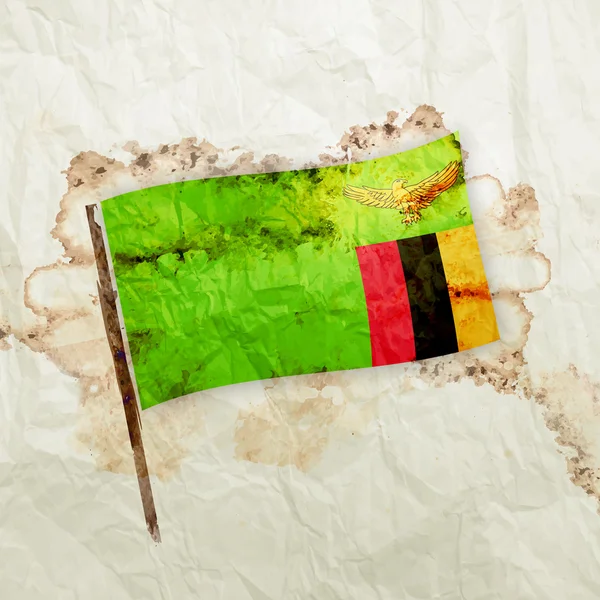 Zambia flag on watercolor grunge paper — Stock Photo, Image