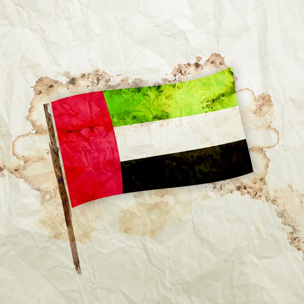 Vlajka Spojených arabských emirátů papírově akvarel grunge — Stock fotografie
