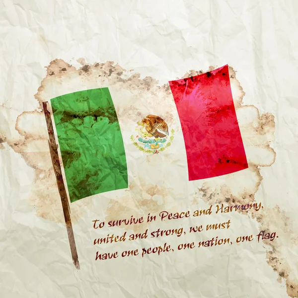 Mexico vlag op aquarel grunge papier — Stockfoto