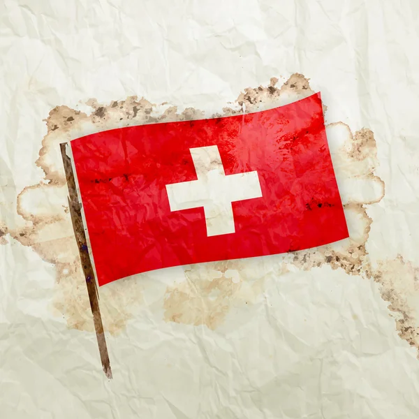 Svizzera bandiera su carta grunge acquerello — Foto Stock