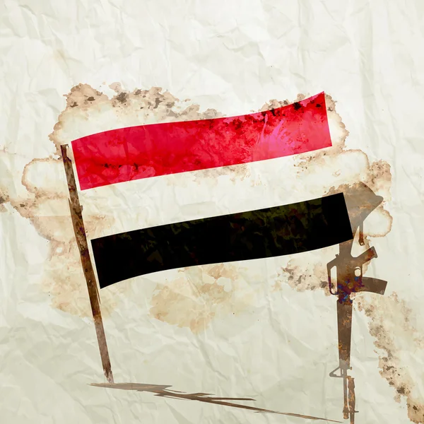 Bandera de Yemen sobre papel grunge acuarela — Foto de Stock