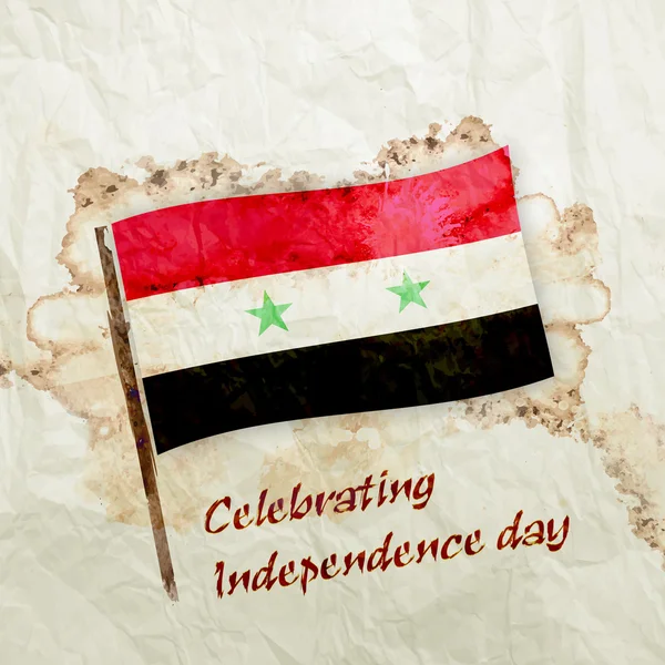 Прапор Сирії на папері аквареллю гранж — стокове фото