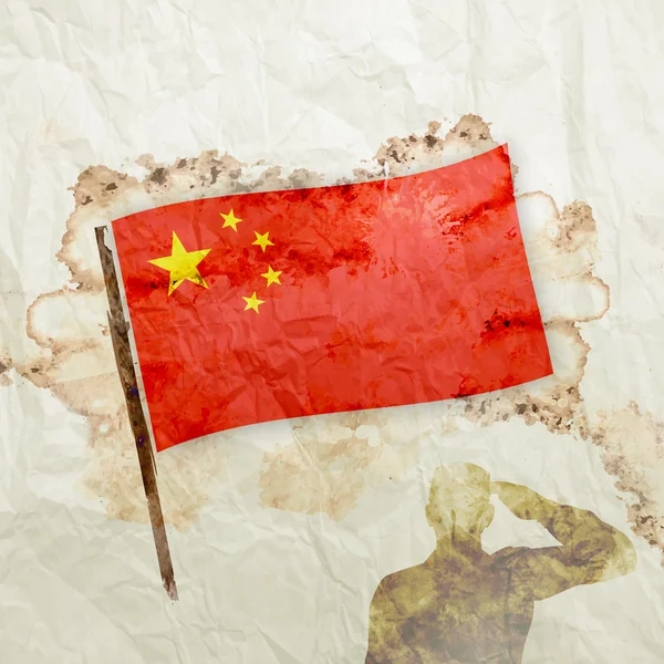 Прапор Китаю на папері аквареллю гранж — стокове фото