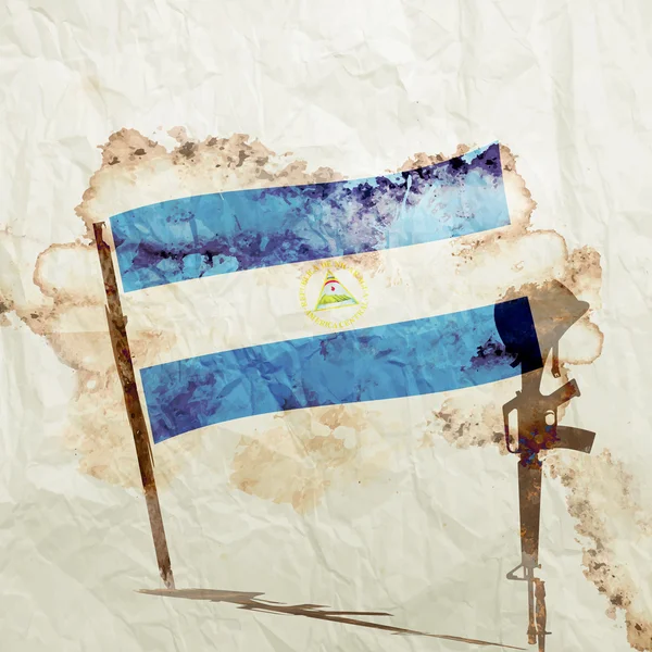수채화 그런 지 종이에 니카라과 국기 — 스톡 사진