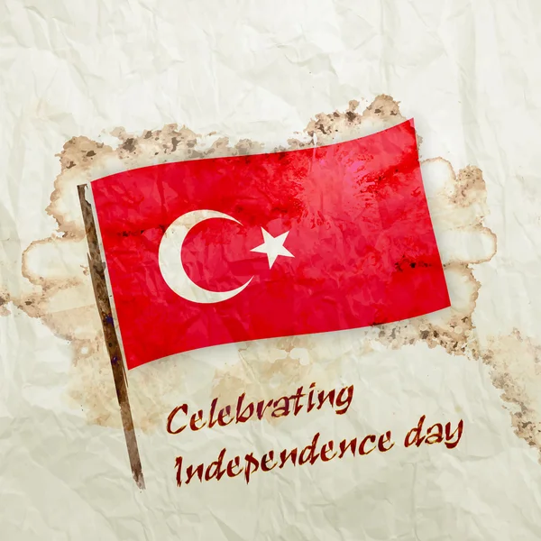 土耳其国旗 grunge 水彩纸上 — 图库照片