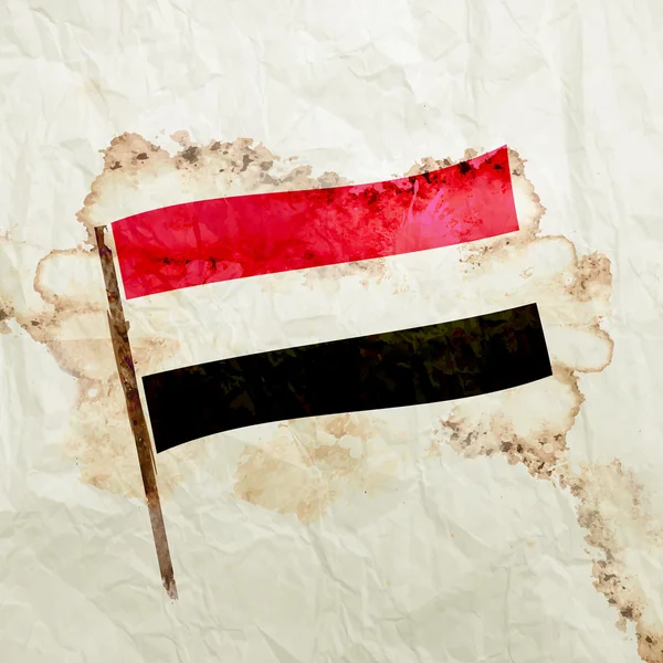 Bandera de Yemen sobre papel grunge acuarela — Foto de Stock