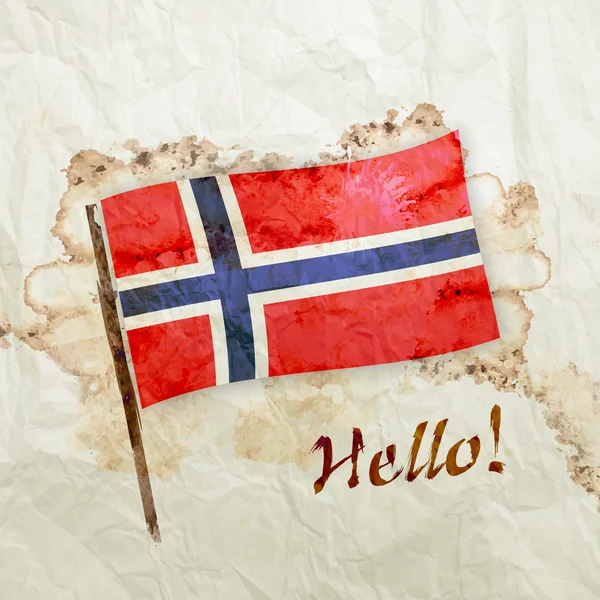 水彩グランジ紙ノルウェー国旗 — ストック写真