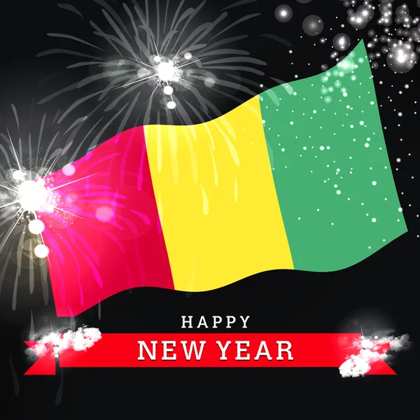 Neujahrskarte mit Flagge von Guinea — Stockfoto