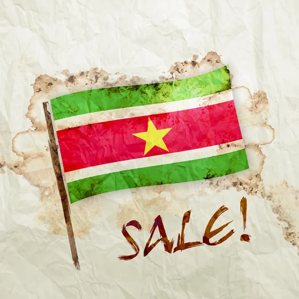Прапор Суринаму гранж аквареллю папір — стокове фото