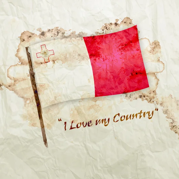 Прапор Мальти гранж аквареллю папір — стокове фото