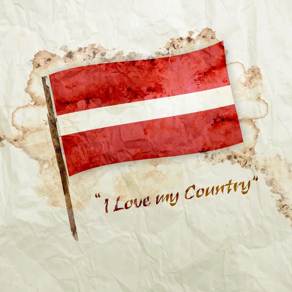 Lettland Flagge auf Aquarell Grunge Papier — Stockfoto