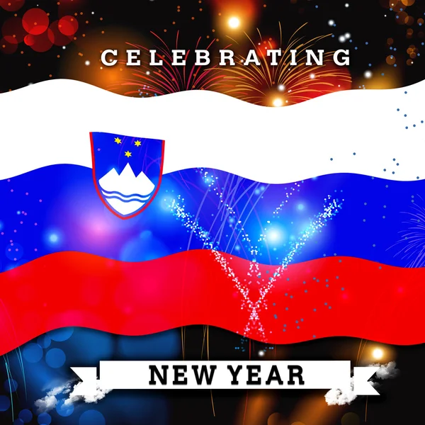 New year card with Slovenia flag — Stock Photo, Image