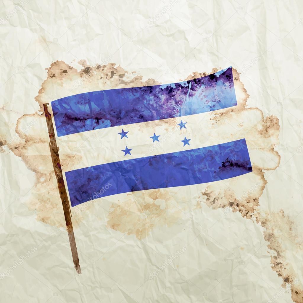 Honduras flag on watercolor grunge paper 