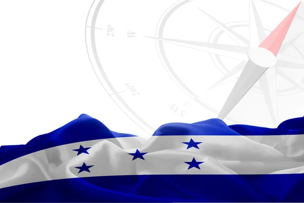 Honduras flag and Navigation compass — Stock Photo, Image