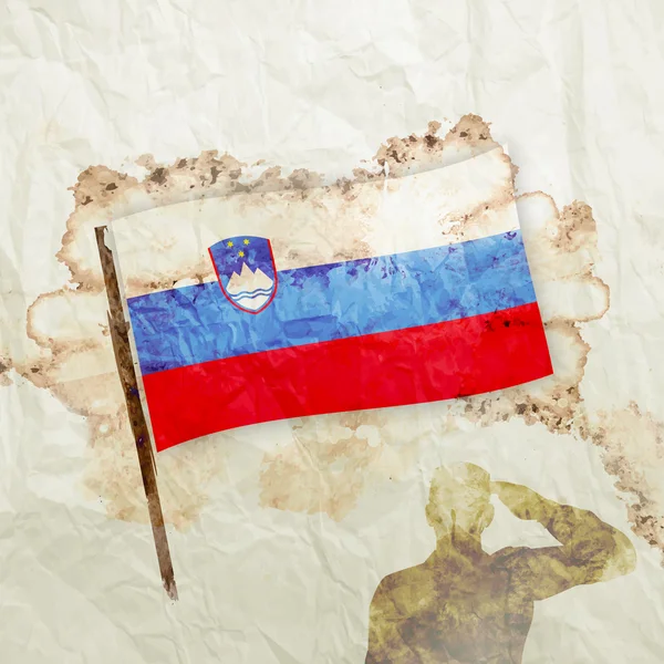 Slovenien flagga på akvarell grunge paper — Stockfoto