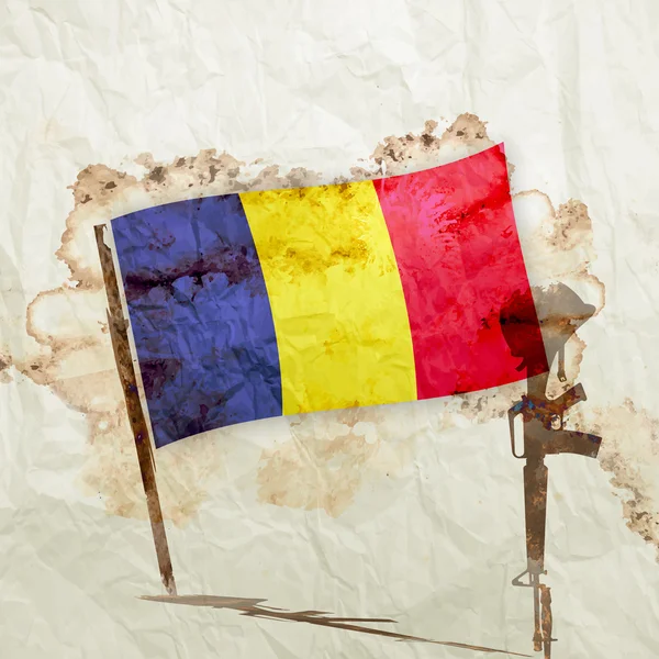 水彩グランジ紙にルーマニアの国旗 — ストック写真