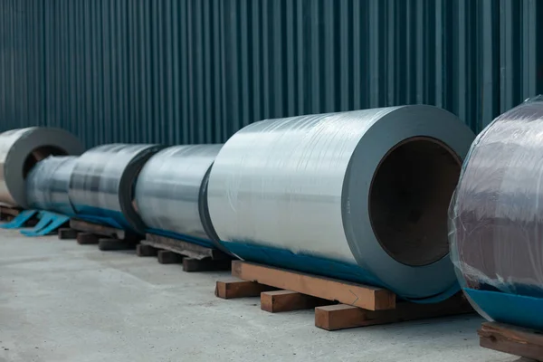 rolled metal profile at warehouse, industrial manufacture