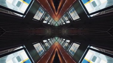 Soyut teknoloji arka planı, fütüristik yansıtıcı tasarımla ayna fraktal etkisi, yaratıcı teknoloji vj döngüsü, içe dönük geometri. Yüksek kalite 4k görüntü